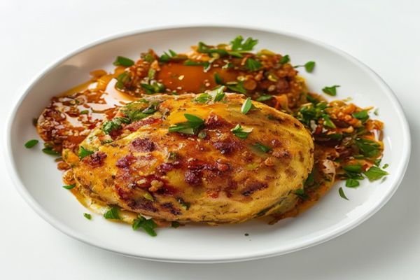 Patacón Pollo Guiso Huevo