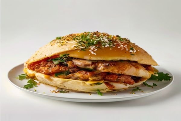 Arepa Pollo y Carne Gratinada